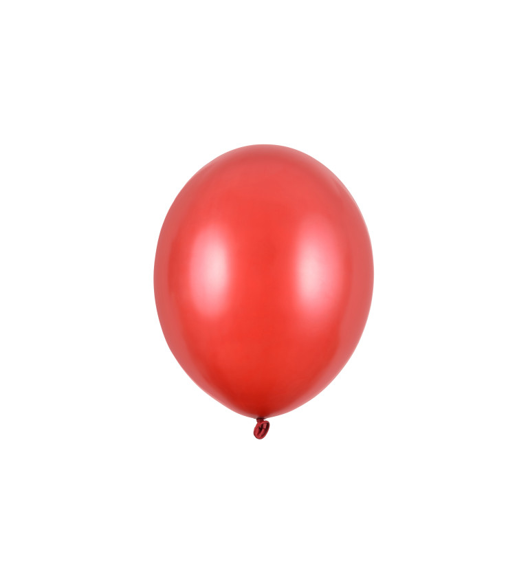 Latexové balónky 27 cm metalické, červené, 10 ks