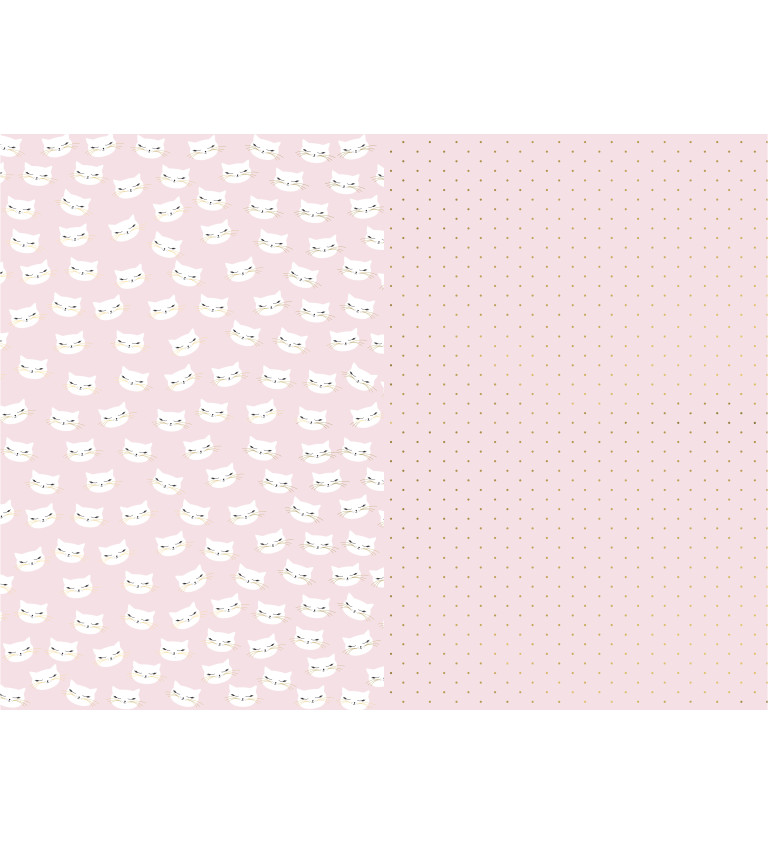 Růžový balicí papír s kočičkama