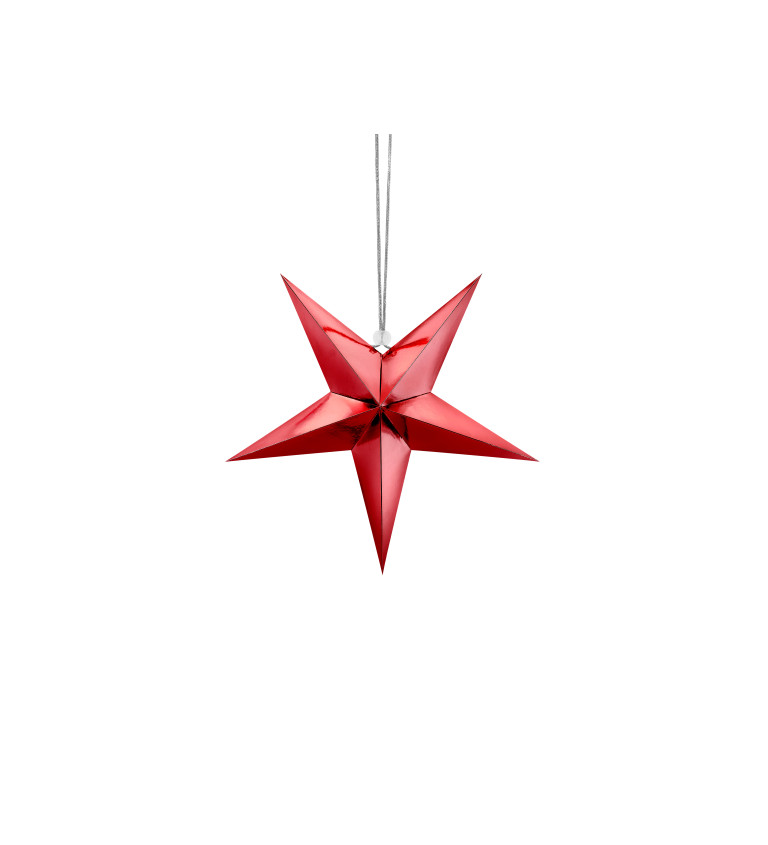 Papírová dekorativní hvězda - červená