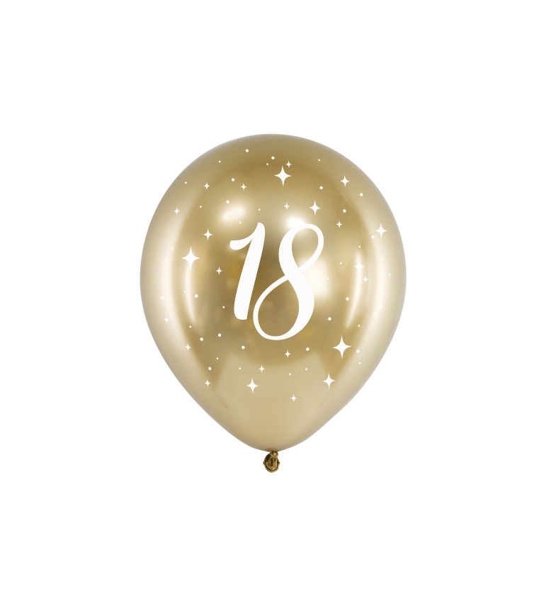 Latexové balónky 30 cm číslo 18, zlaté,6 ks