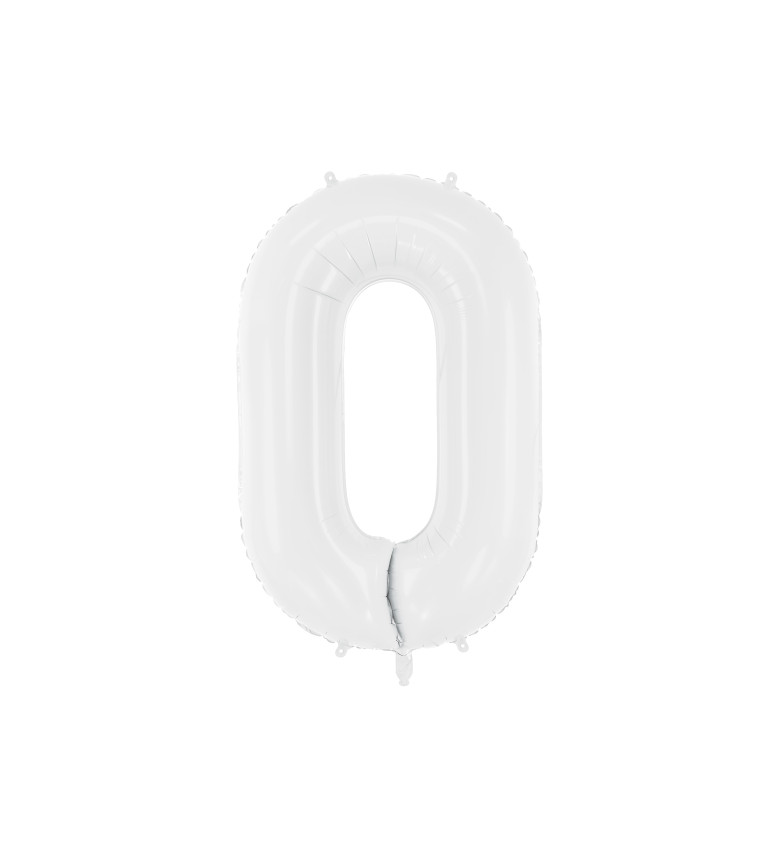 Fóliový balónek číslo 0, bílá, 86cm