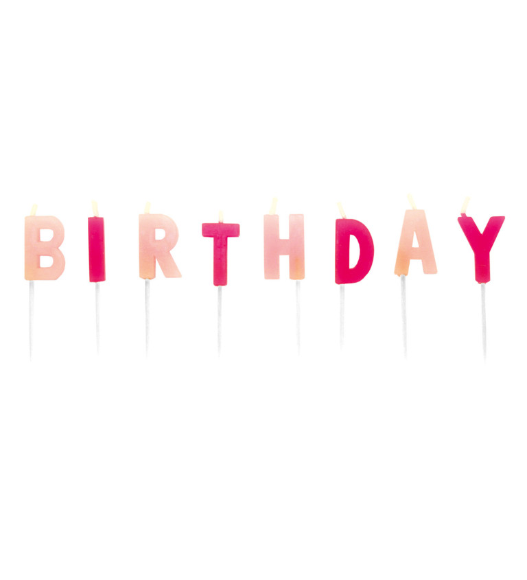 Růžové svíčky - Happy birthday