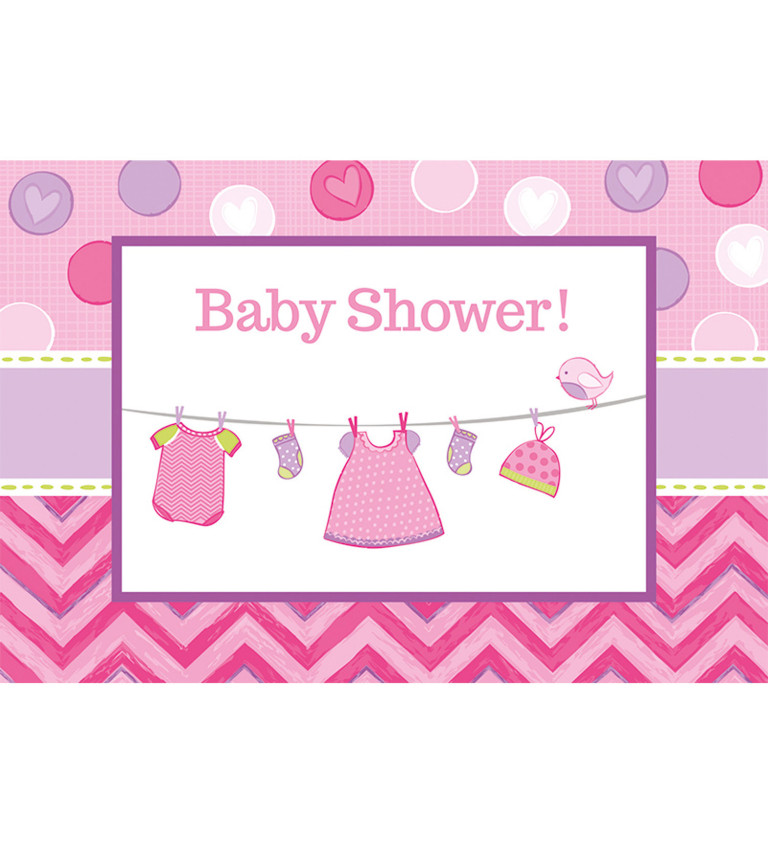 Pozvánky baby shower - růžové