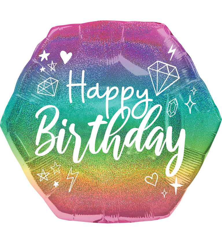 Happy Birthday balónek - holografický