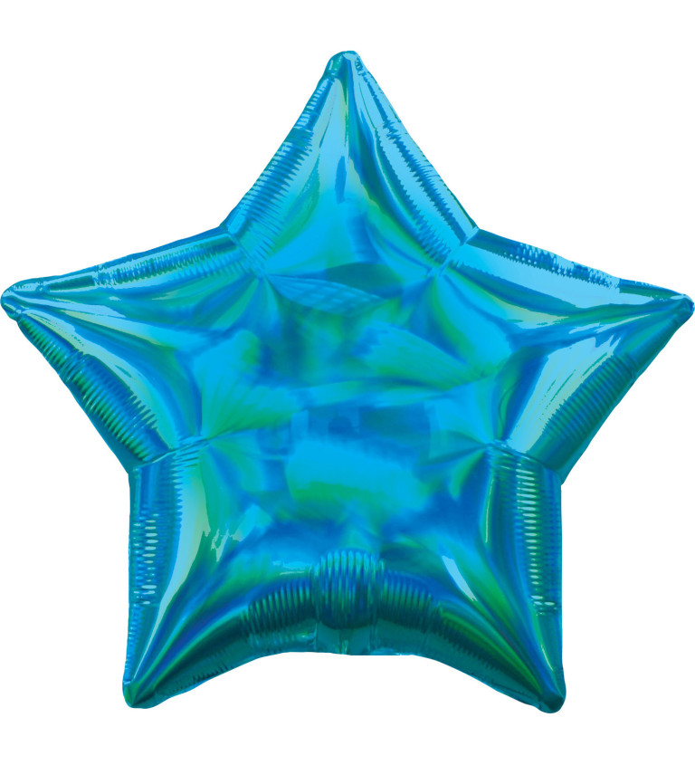 Modrá holografická hvězda - balónek