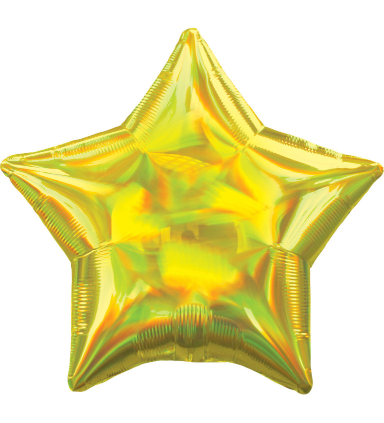 Žlutá holografická hvězda balónek
