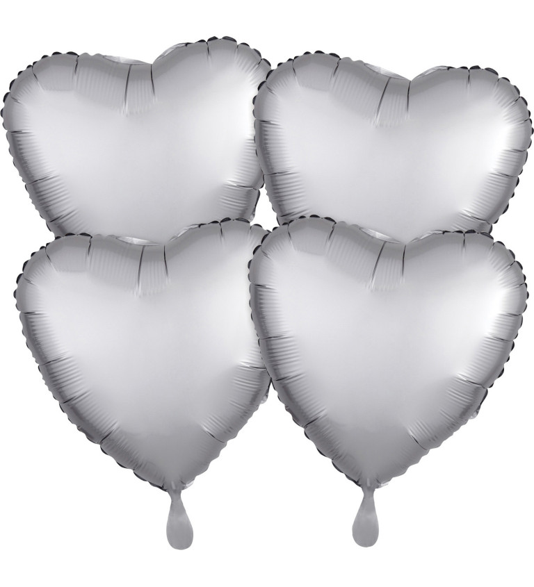 Set balónků - srdce stříbrná