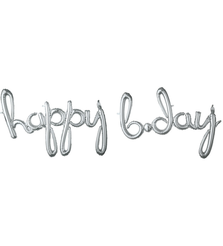 Happy Birthday - stříbrný balónek