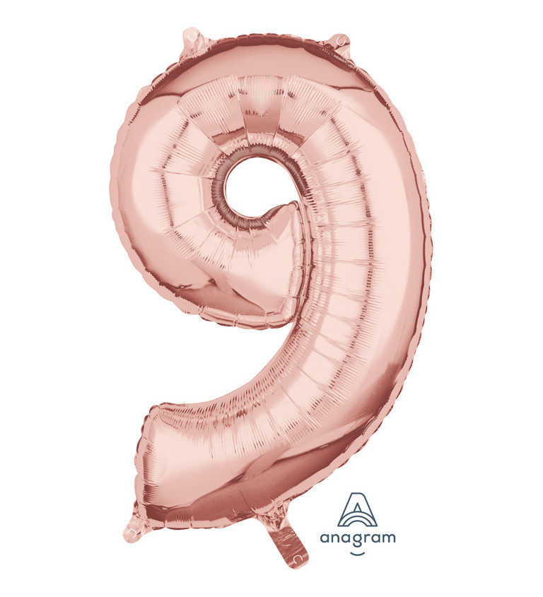 Fóliový balónek číslo 9, růžově zlatý, 66 cm