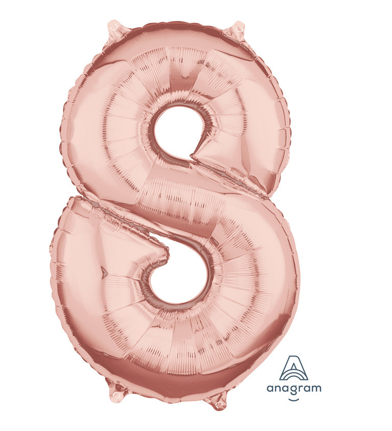 Fóliový balónek číslo 8, růžově zlatá, 66 cm