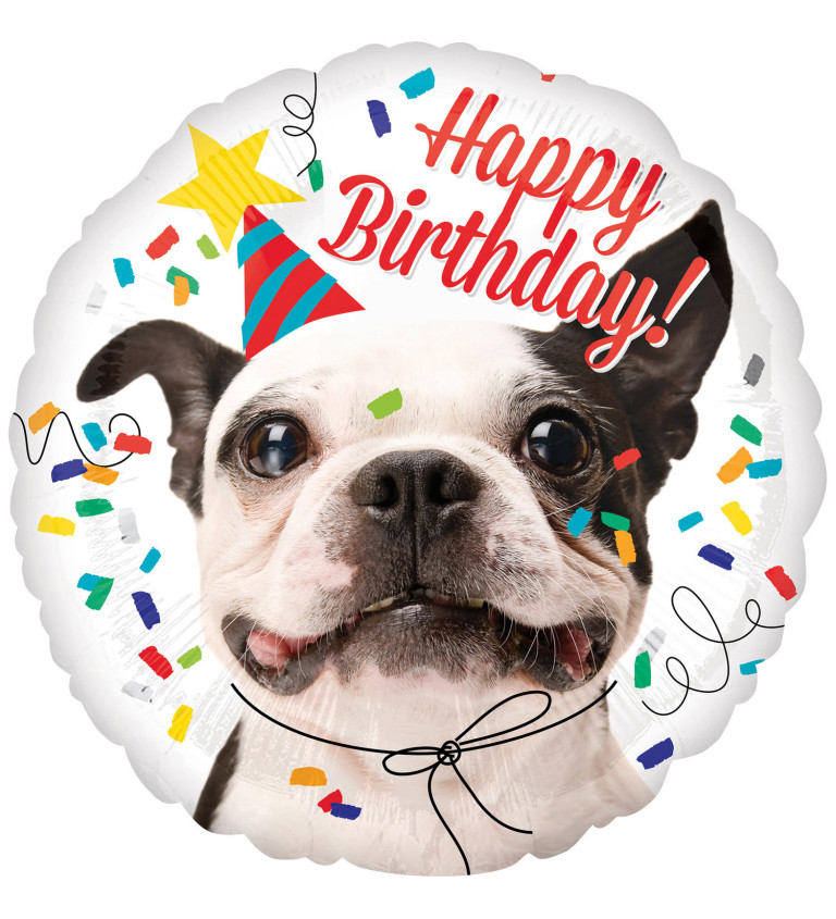 Fóliový balónek Happy Birthday pes barevný