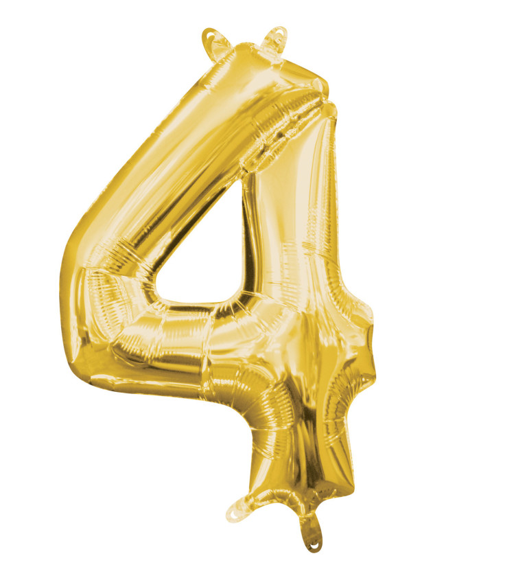 Fóliový balónek číslo 4, zlatý, 45cm