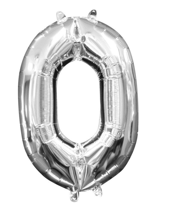 Fóliový balónek číslo 0, stříbrný