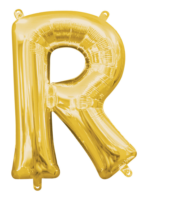 Foliový balónek R, zlatý