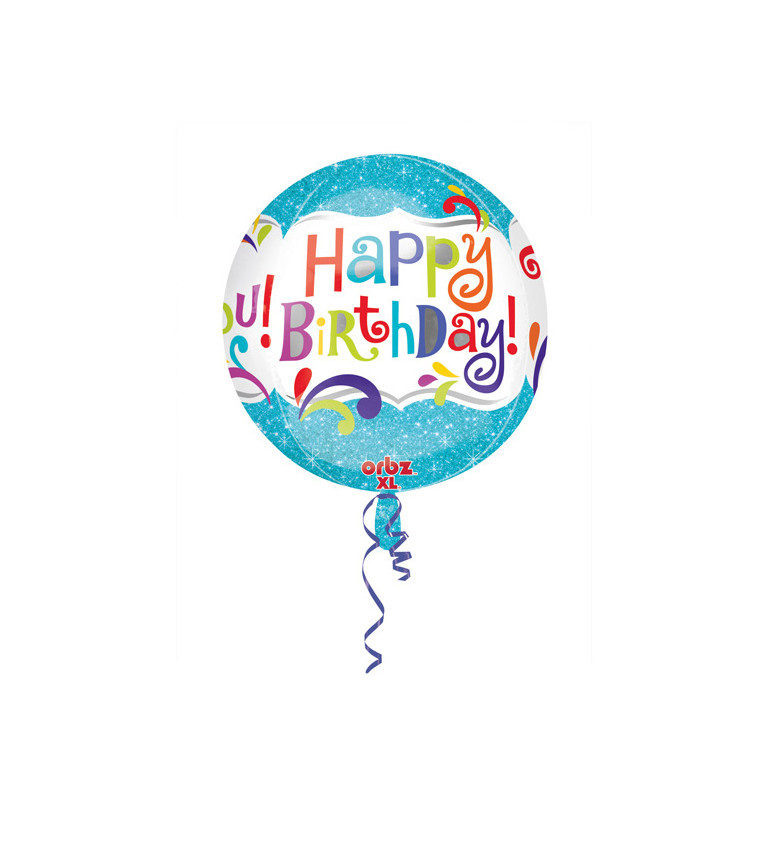 Happy Bday modrý balónek
