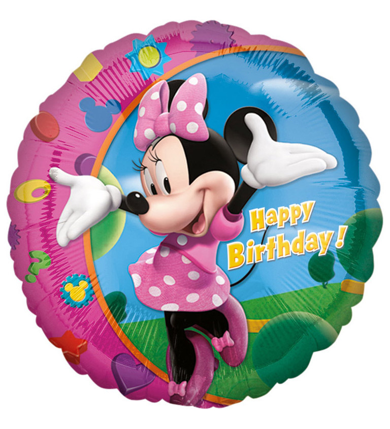 Kulatý balónek Minnie Happy Birthday