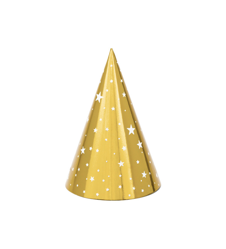 Párty kloboučky hvězdy, zlaté, 16 cm