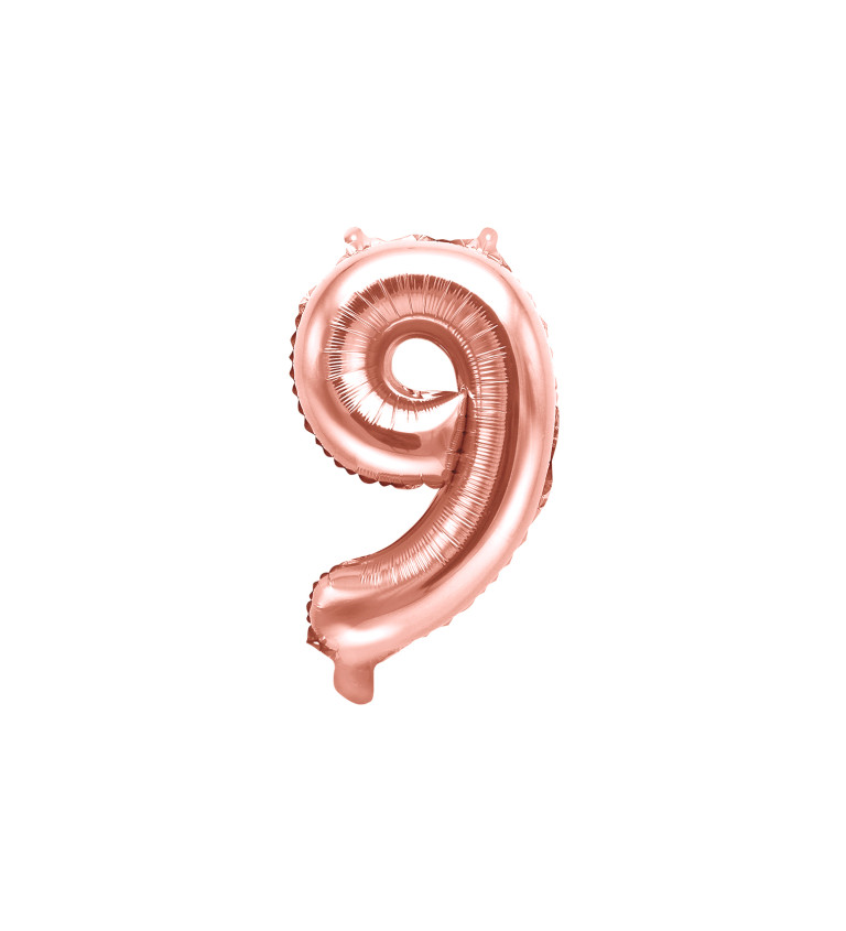 Fóliový balónek číslo 9 rosegold 35 cm