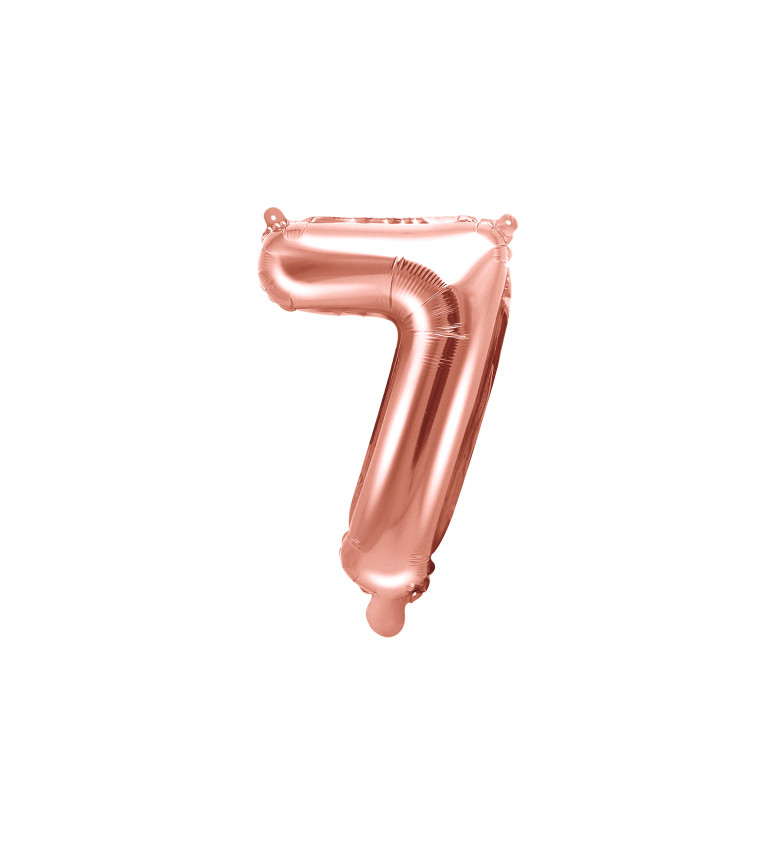 Fóliový balónek číslo 7, růžově zlatý, 35cm