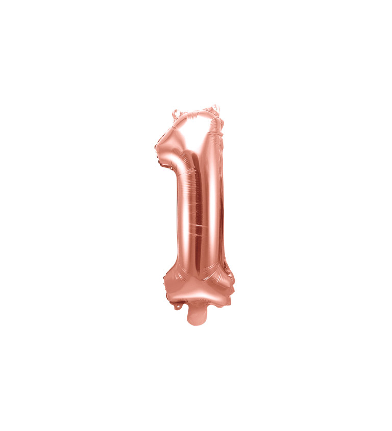Fóliový balónek číslo 1, růžově zlatá, 35cm