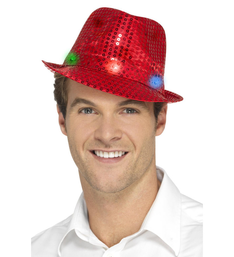 Flitrový klobouk červený