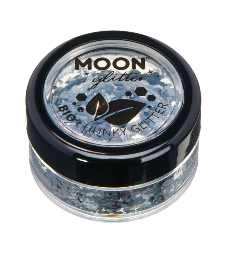 Třpytky moon - stříbrné velké BIO