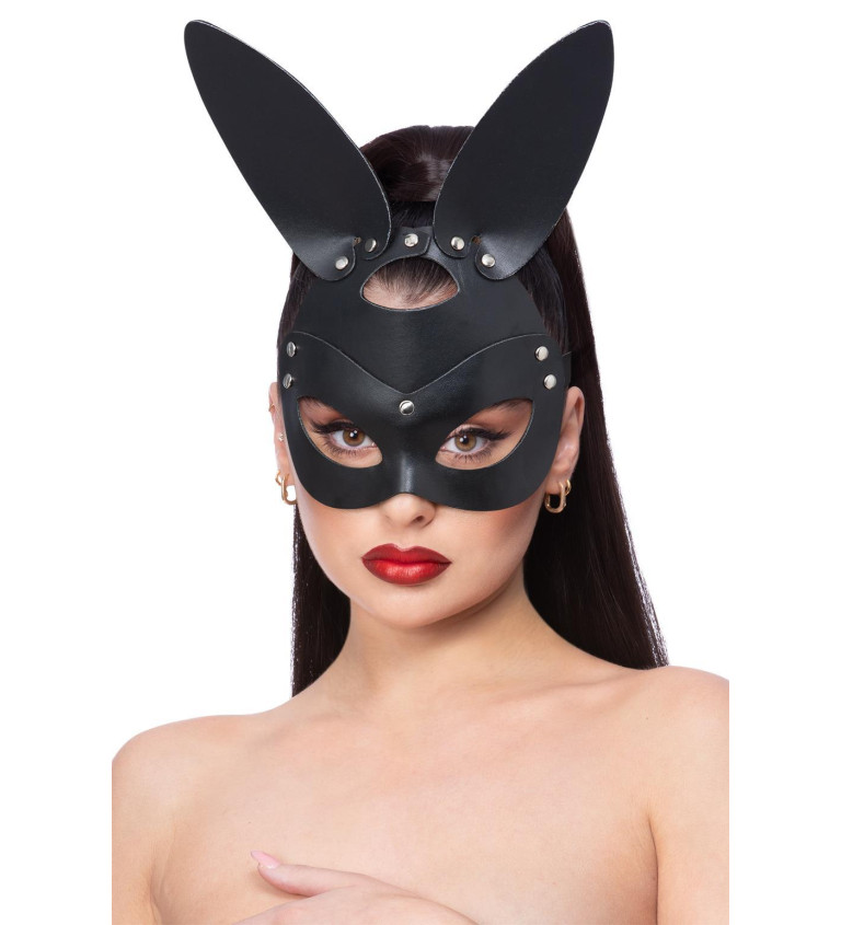 Černá kožená maska králíka