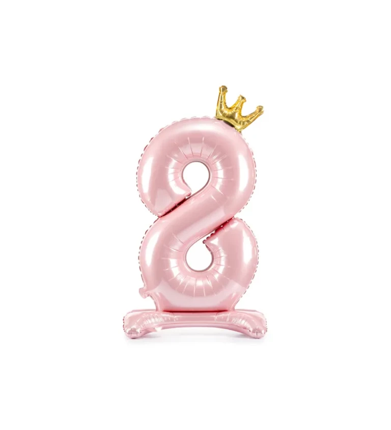 Balón stojící číslo 8 - světle růžový