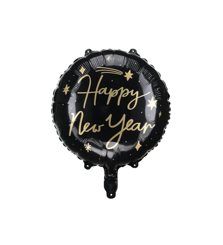Balónek Happy New Year v černé barvě