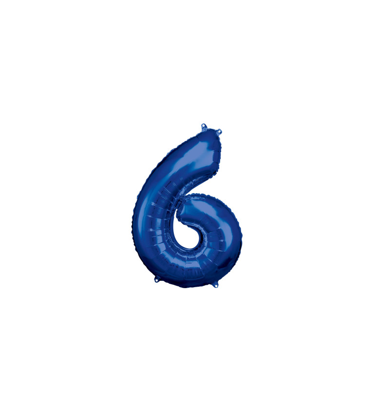 Fóliový balónek číslo 6, modrý, 86cm