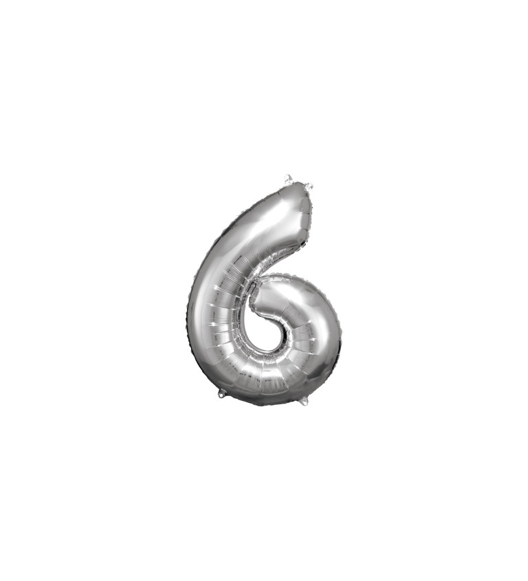 Balónek stříbrný fóliový číslo 6