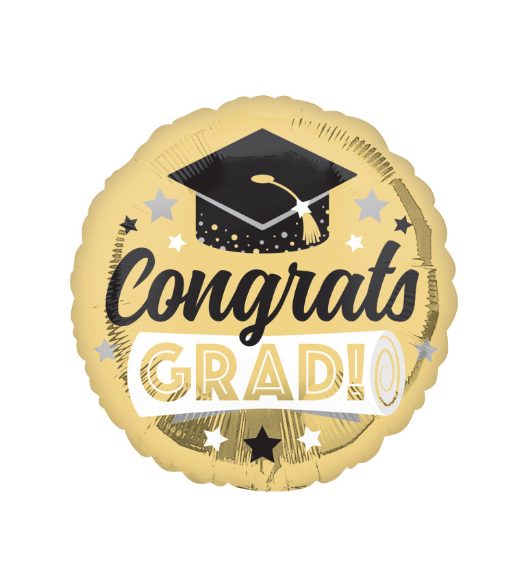 Fóliový balónek grad gratulations zlatý 43 cm