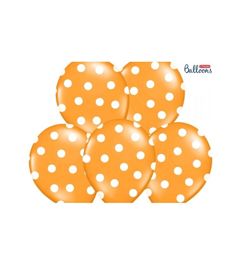 Latexové balónky 30 cm oranžové s puntíky, 6 ks