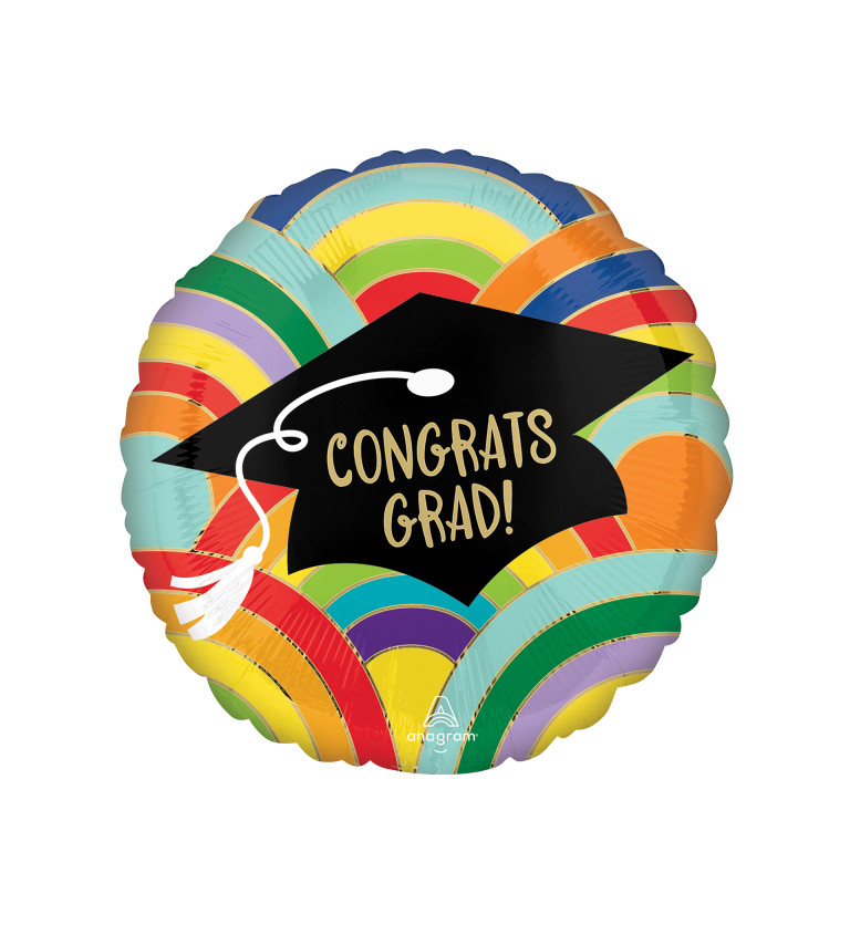 Fóliový balónek Barevný - congrats grad