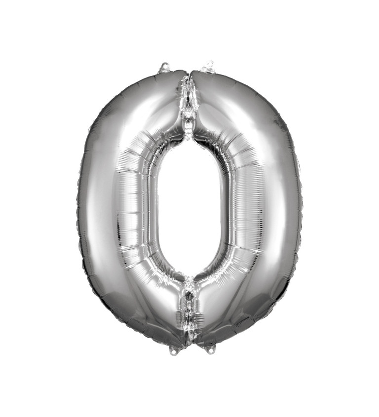 Fóliový balónek číslo 0, stříbrný, 86cm