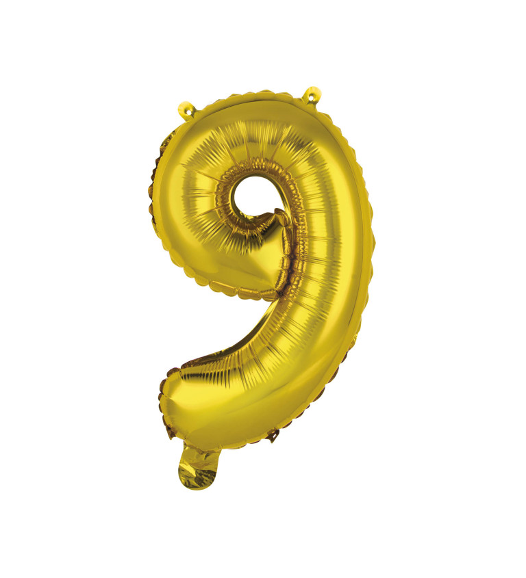 Fóliový balónek číslo 9, zlatý, 40cm