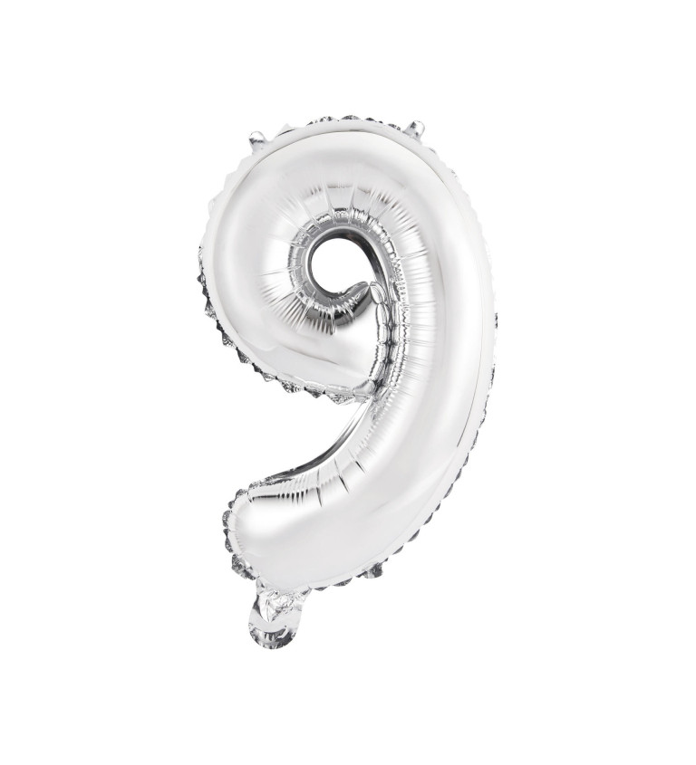 Fóliový stříbrný balón číslo 9