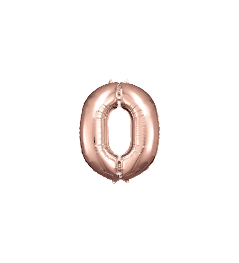 Fóliový rose gold balónek - číslo 0
