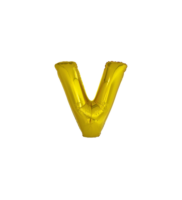 Fóliový zlatý balónek - písmeno V