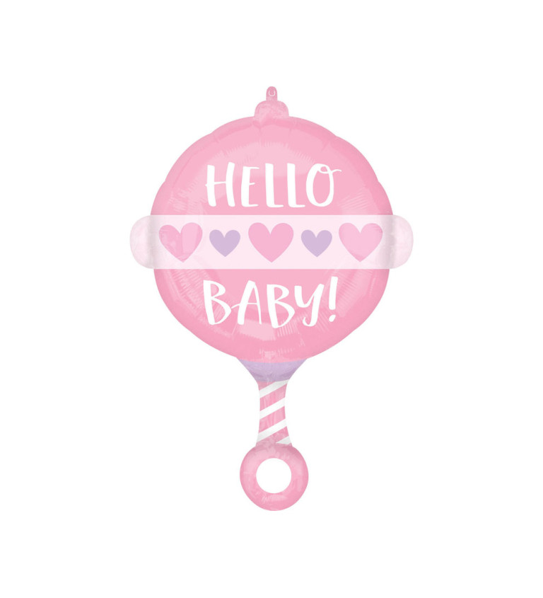 Hello baby růžový balónek