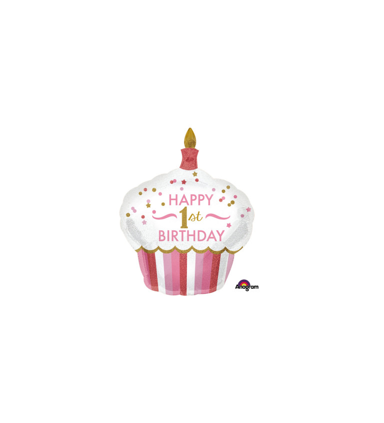 Balónek - první narozeniny, cupcake