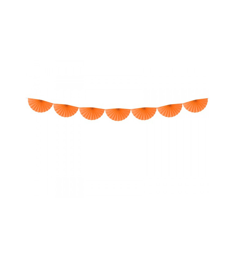 Girlanda - vějířky oranžové