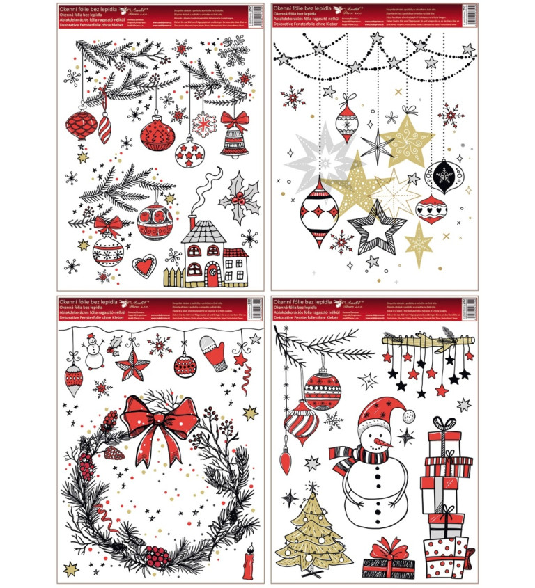 Okenní fólie moderní Vánoce - různé vzory