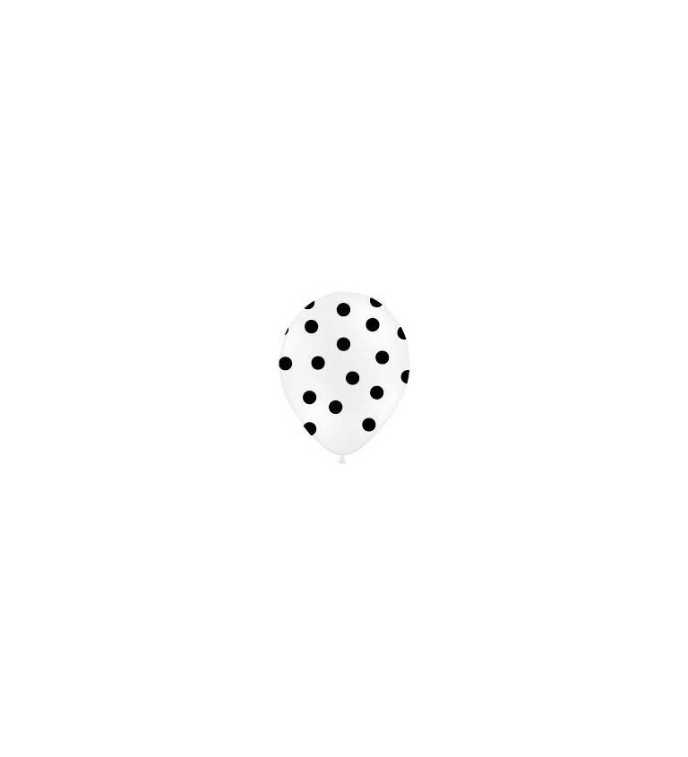 Latexové balónky 30 cm černé puntíky,6 ks
