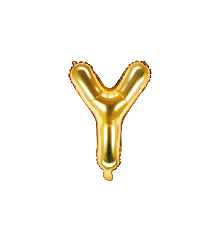 Fóliový zlatý balónek Y