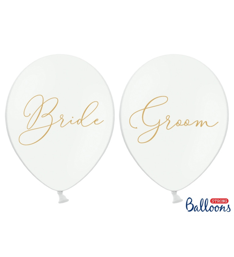 Latexové balónky 30 cm Bride and Groom, 6 ks