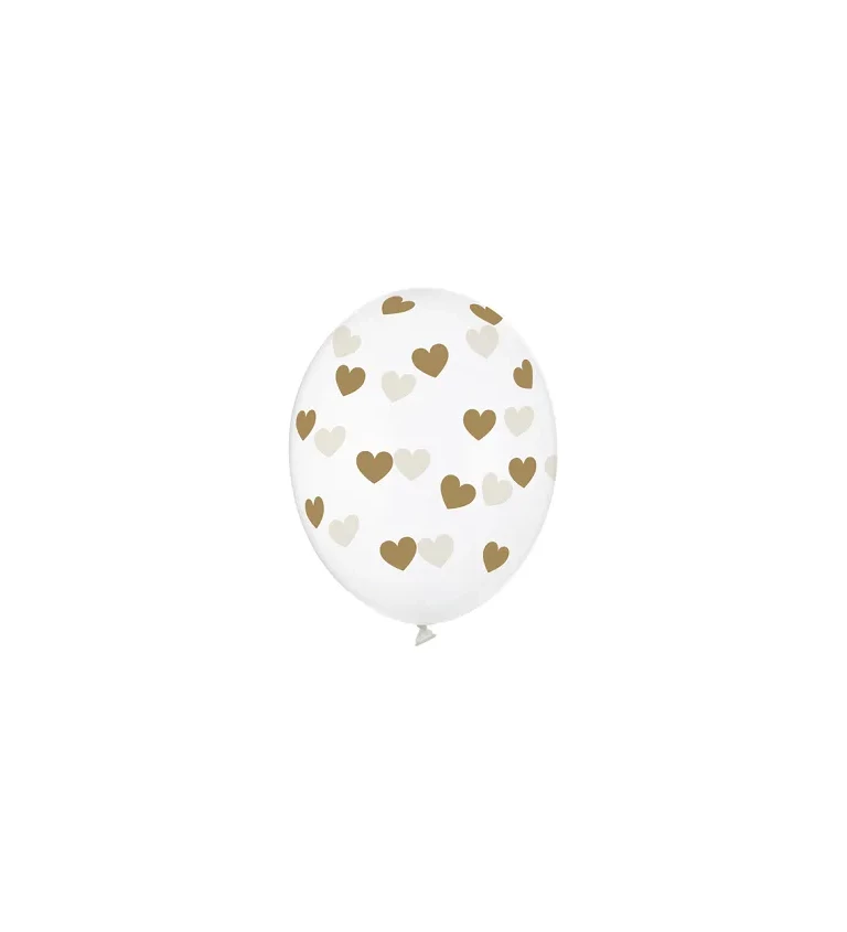 Latexové balónky 30 cm zlaté srdce, 50 ks