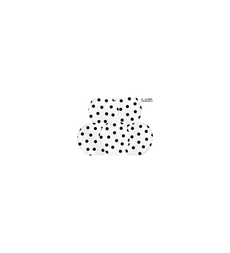 Latexové balónky 30 cm černé puntíky, 50 ks