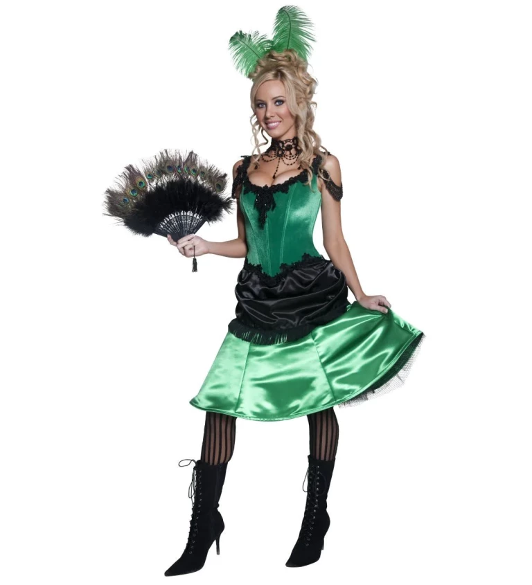 Dámský kostým Kankánové tanečnice - zelený