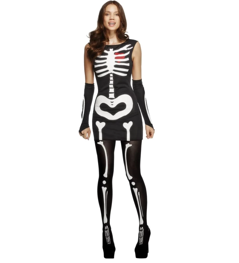 Dámský kostým - Sexy kostlivka - svítící kosti